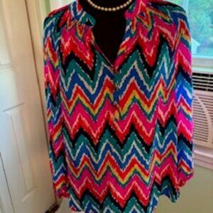 Lilly Pulitzer Elsa silk size xs vibrant long sleeve blouse